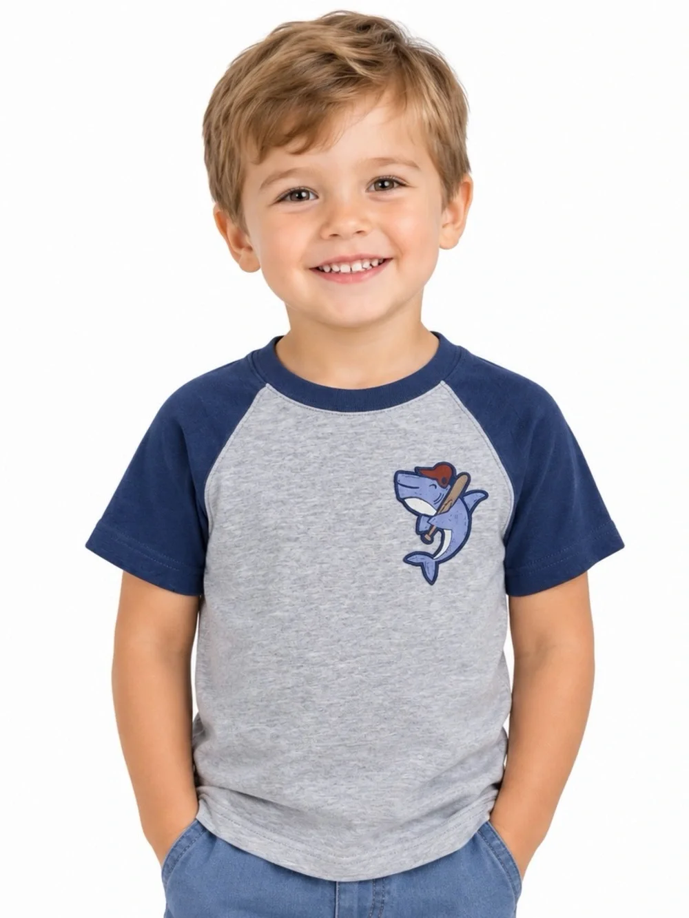 Carter's Navy & Gray Shark Raglan Short-Sleeve Tee